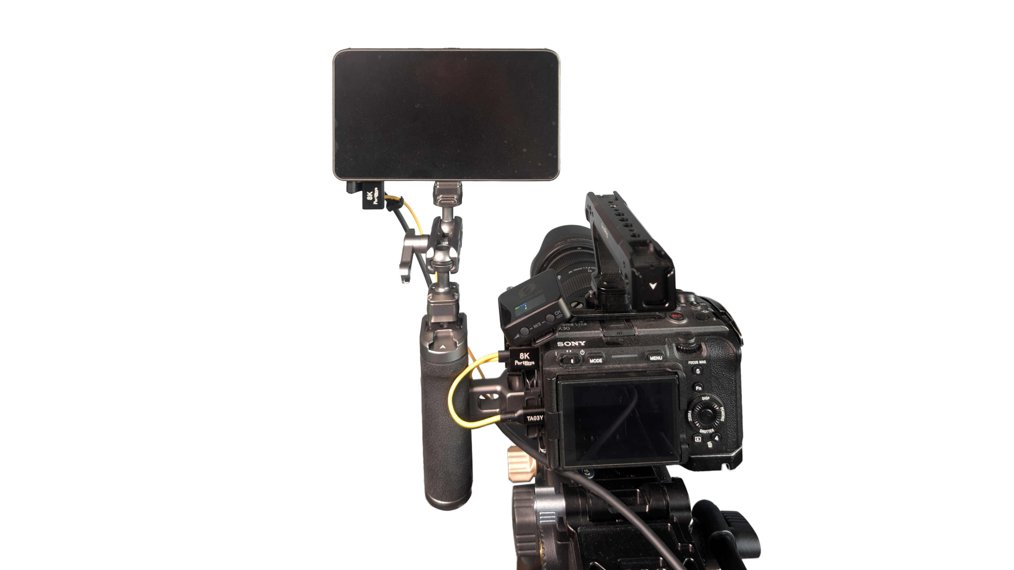 Kamera-Setup mit externem Monitor auf dem Rig