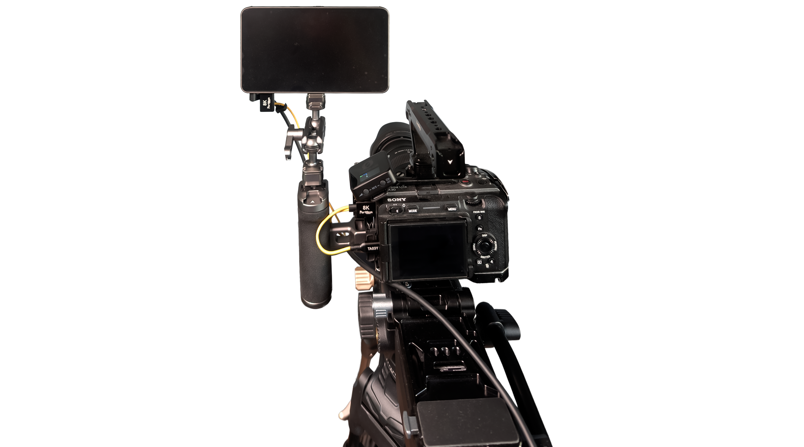 Kamera-Setup mit externem Monitor auf dem Rig